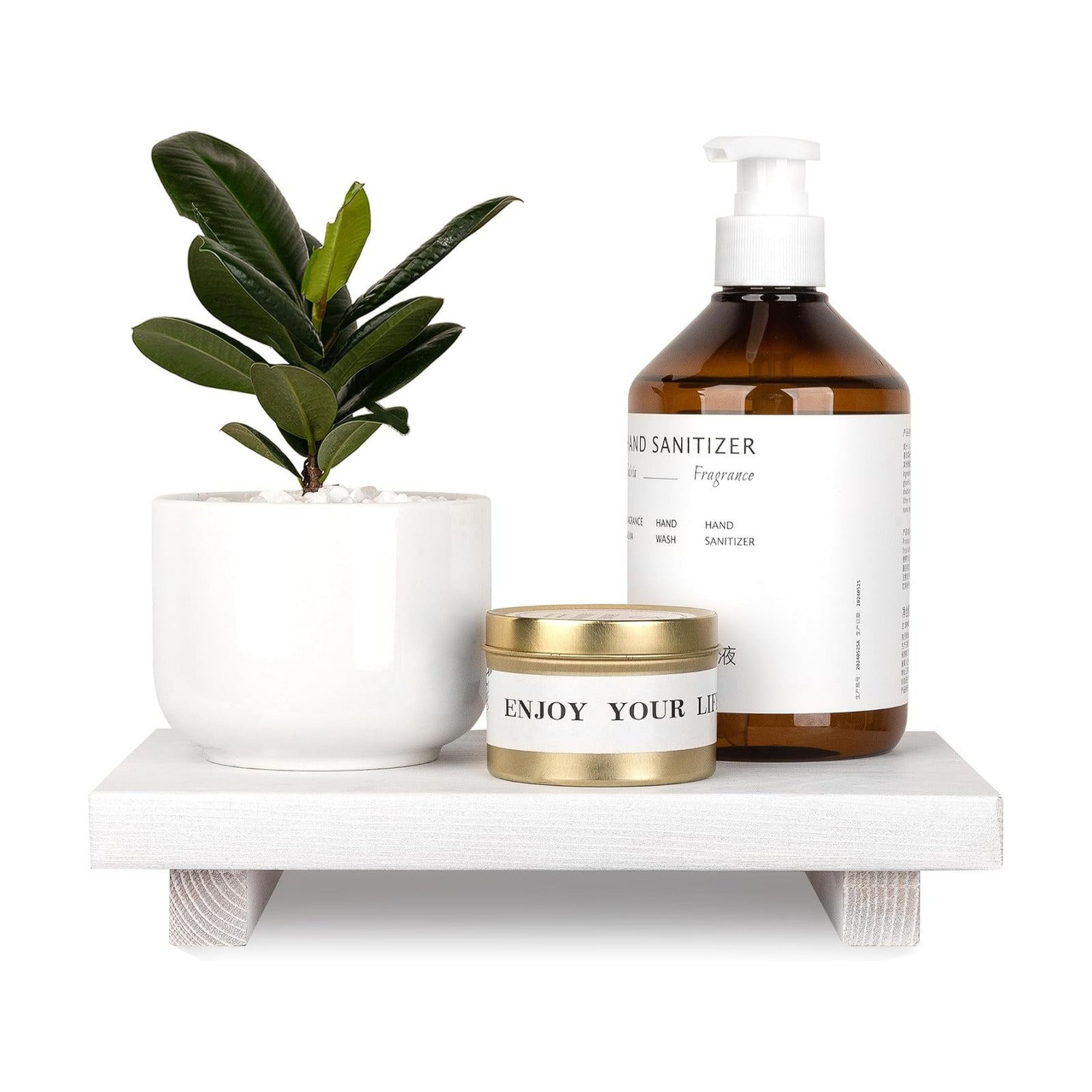 Bathroom Counter Organizer Wood Pedestal Stand Farmhouse Decorative Tray Soap / White / 9 x 6 x 1.6