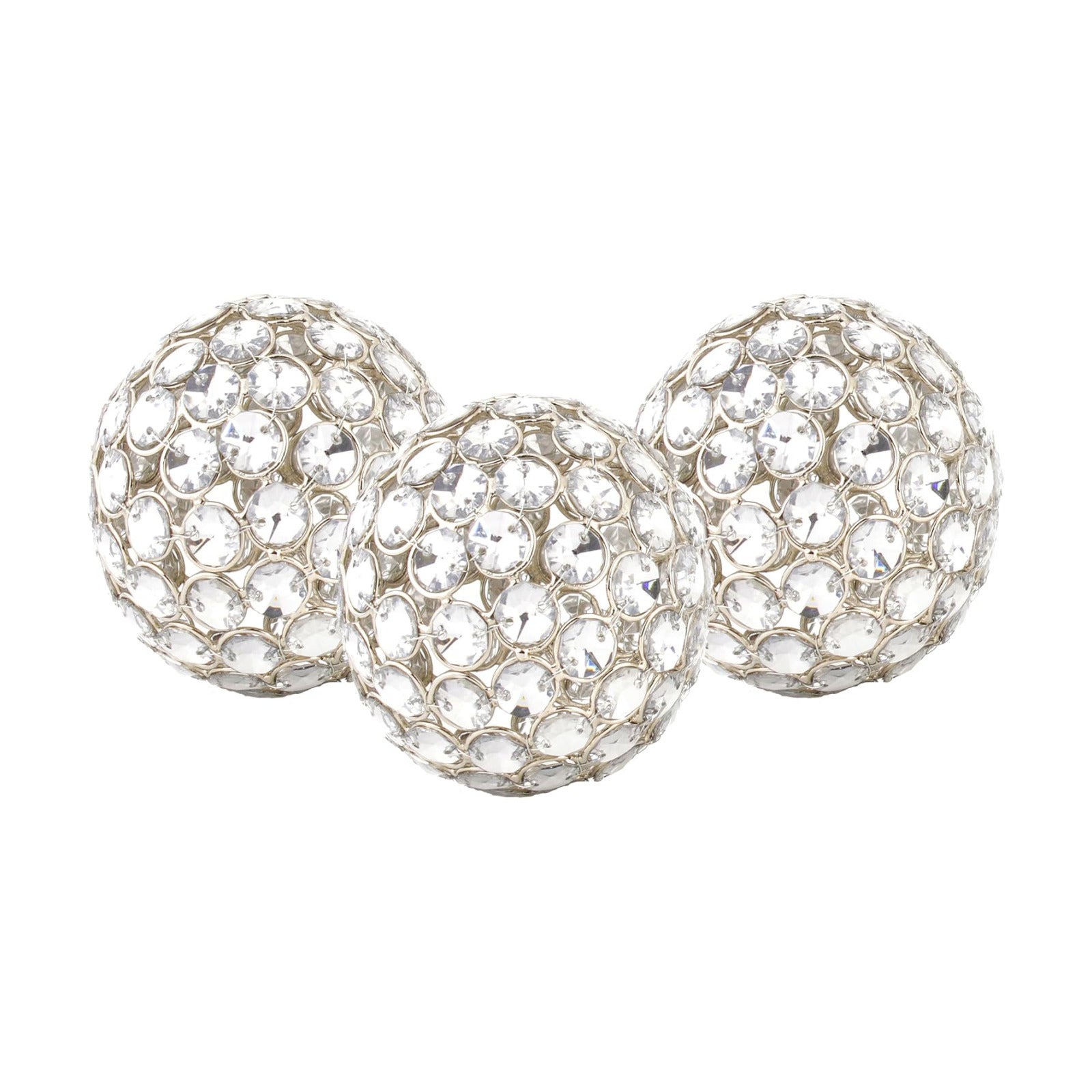 Decorative Metal Sphere / Silver / 4 Inch / Set of 3