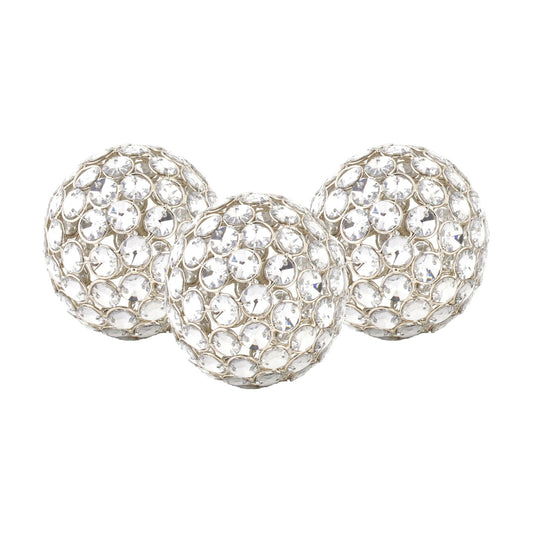 Decorative Metal Sphere / Silver / 4 Inch / Set of 3