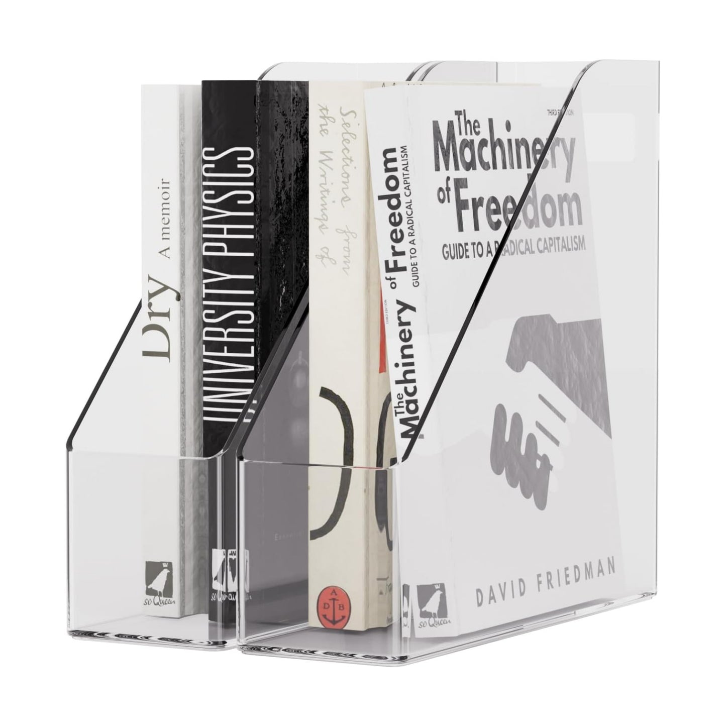 Magazine Holder, Clear Plastic Vertical File Magazine Organizer, Desktop File Magazine Book Storage Shelf for Office