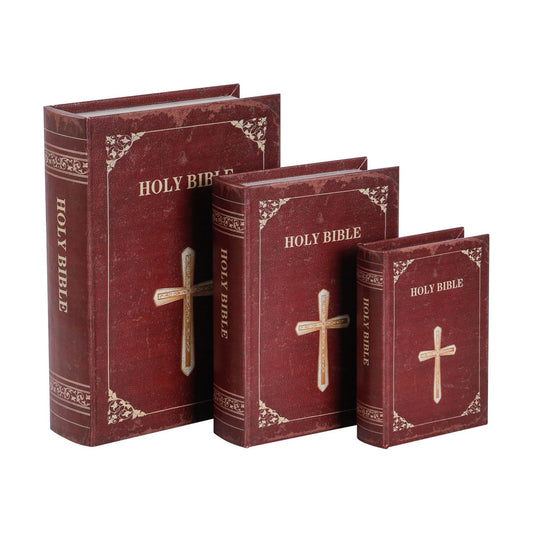 Wooden Book Box / 3 x Holy Bible / Set of 3