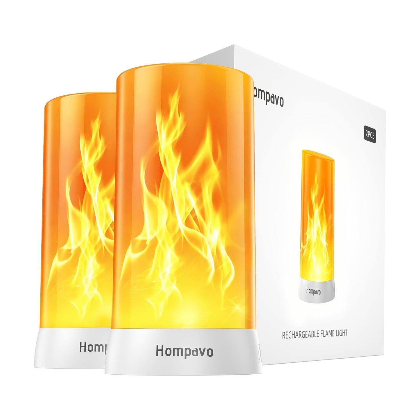 Hompavo 【Upgraded】 Flame Lights, 4-Mode Rechargeable for Home Decor | Waterproof LED Battery Operated Flameless