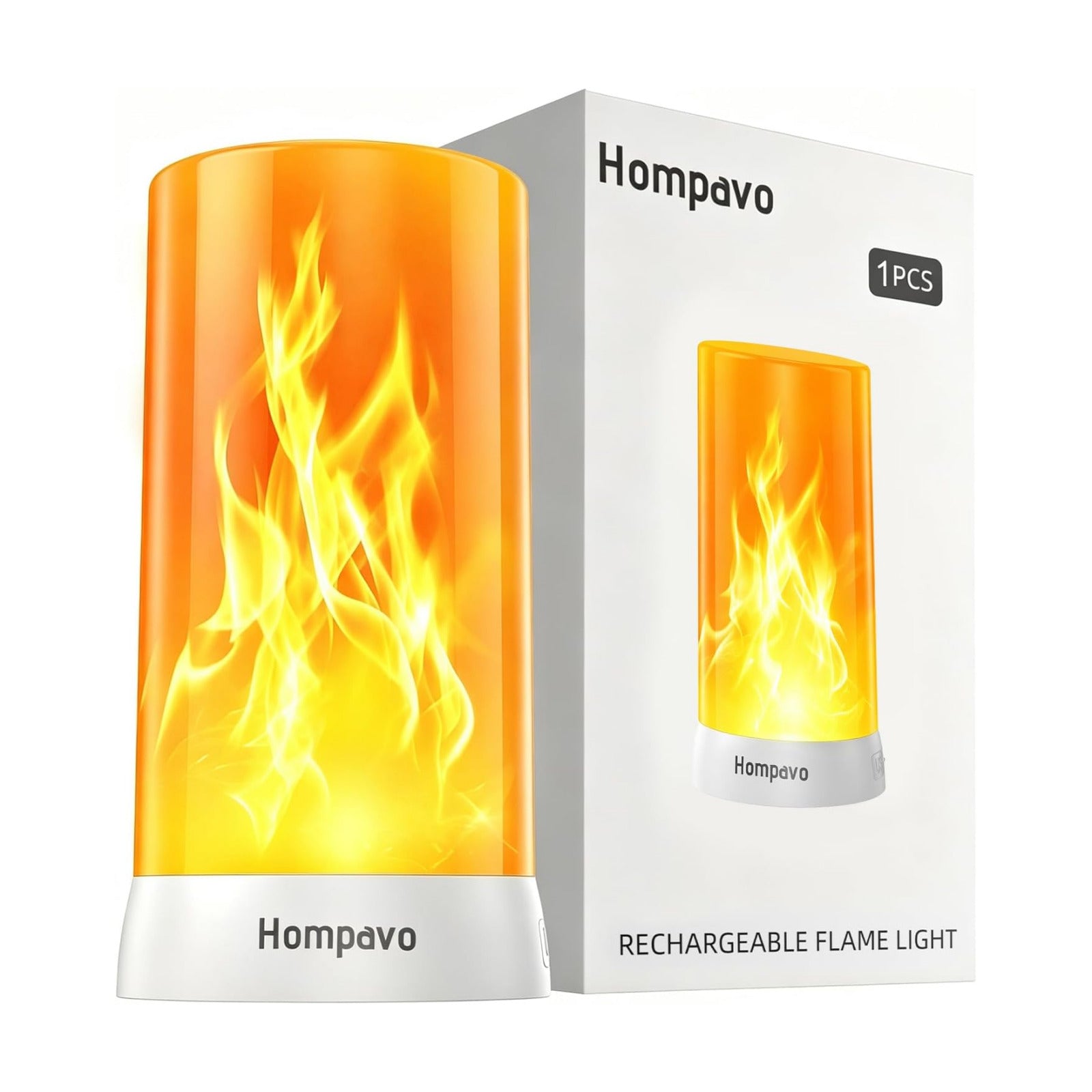 Hompavo 【Upgraded】 Flame Lights, 4-Mode Rechargeable for Home Decor | Waterproof LED Battery Operated Flameless