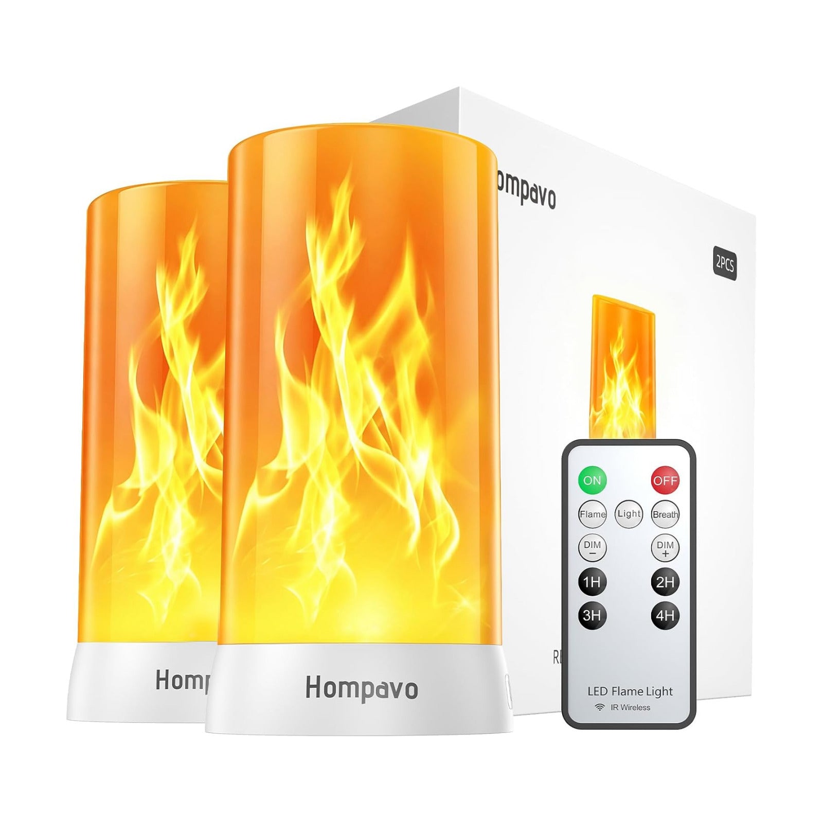 Hompavo 【Upgraded】 Flame Lights with Remote, Timer, 4-Mode Rechargeable | Waterproof LED Battery Operated Flameless