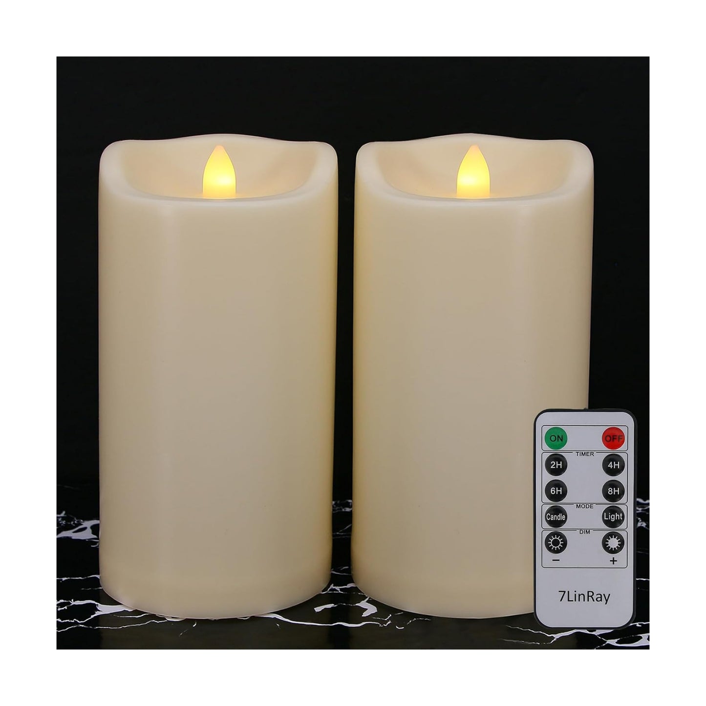 Large Flameless Candles with Remote and Timers Outdoor Waterproof, 8" x 4" Battery Operated Flickering LED Pillar