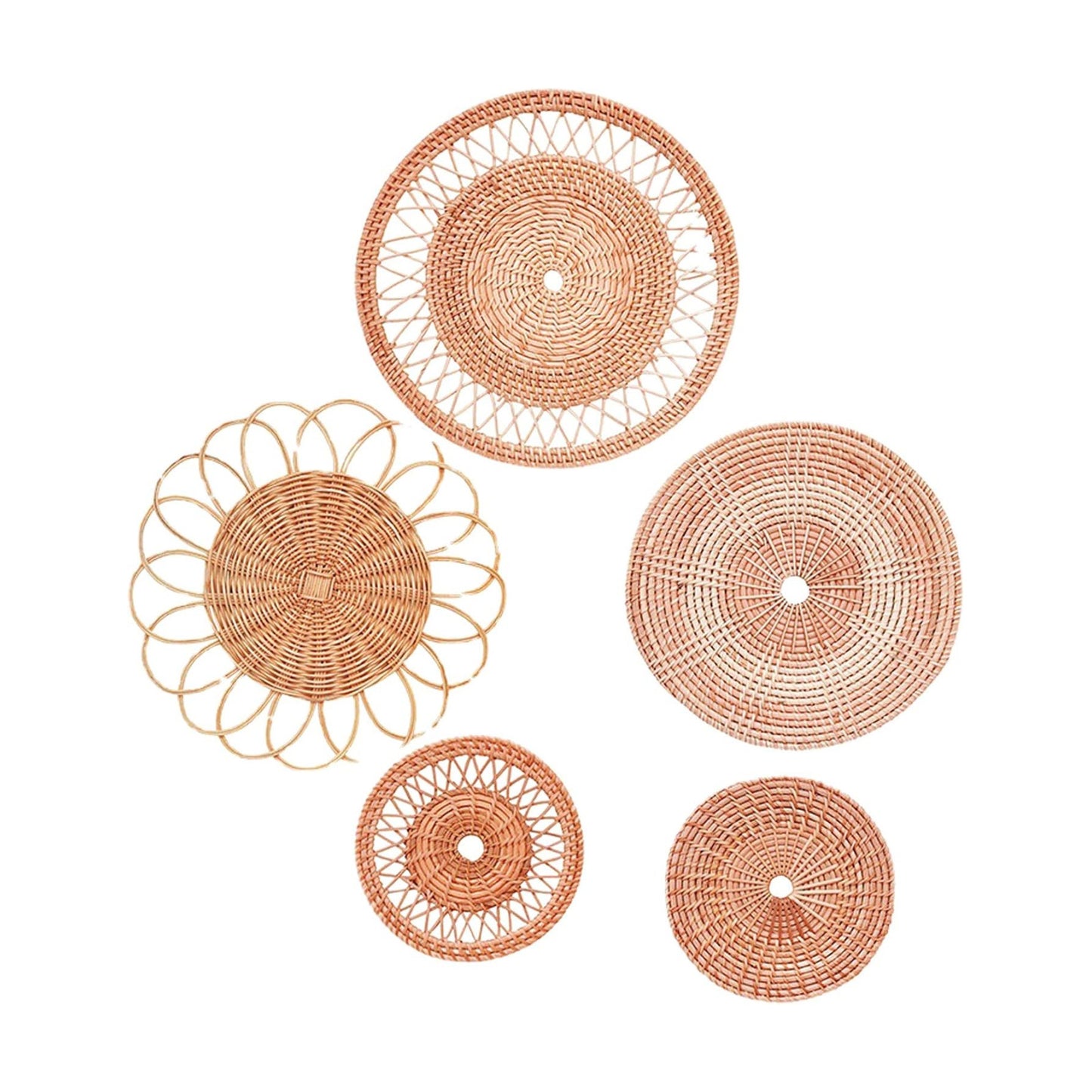 Hanging Woven Wall Basket / / Set of 5