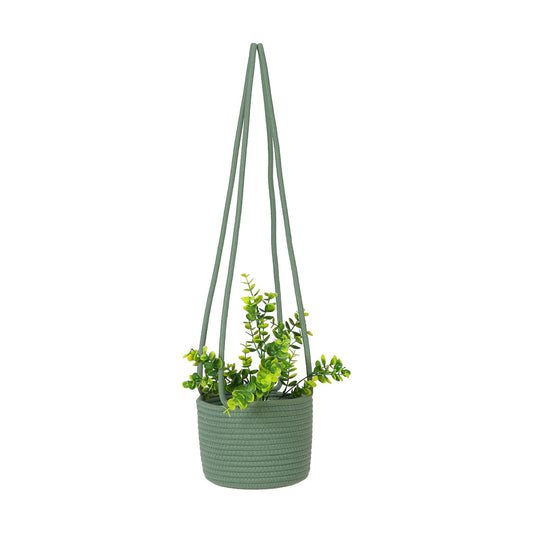 Hanging Planter Basket Jute Rope Woven Plant Hangers Indoor Hanging Plant Holder Up to 7 / Green