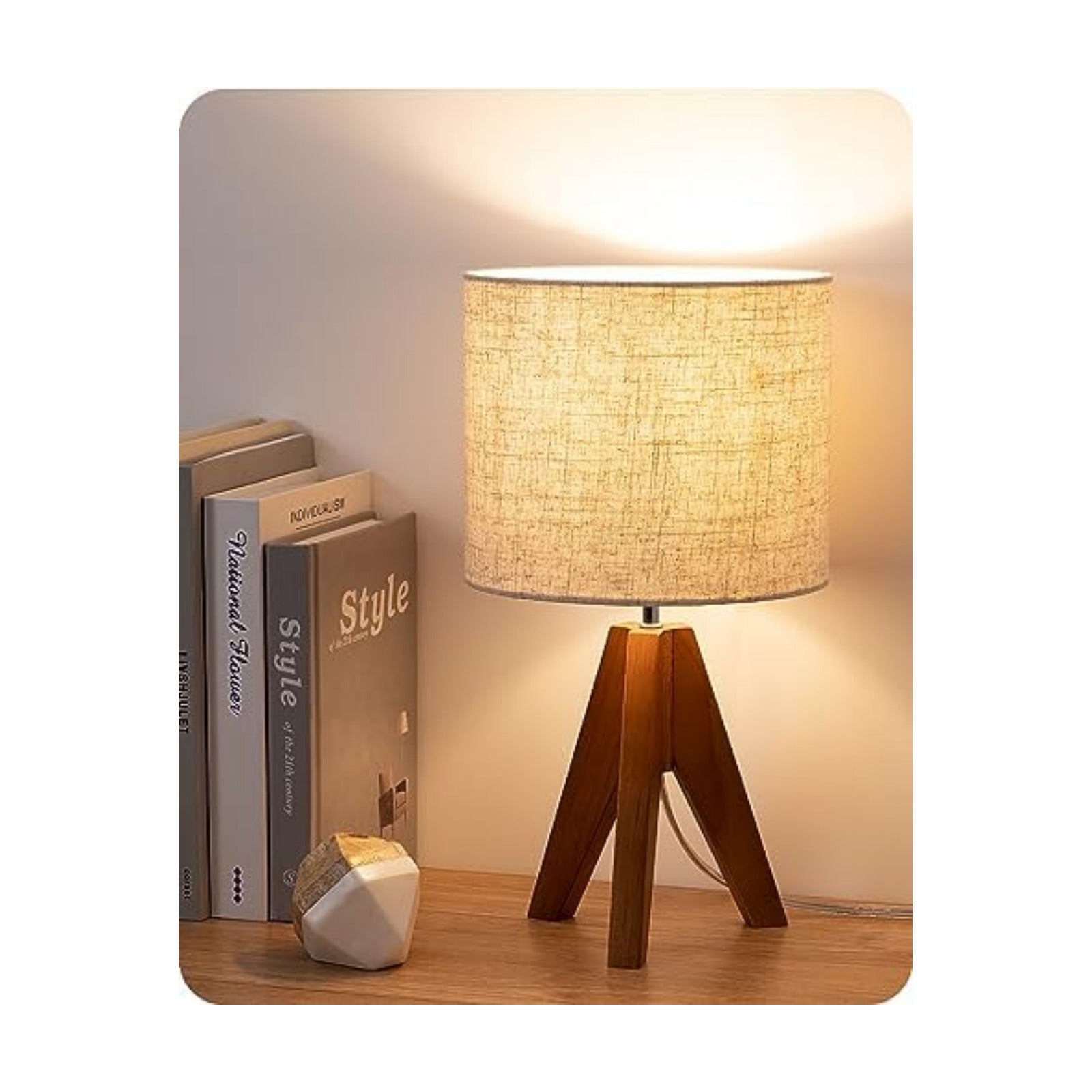 EDISHINE Tripod Table Lamp, Small Cute Bedside Lamp, 14.2 Inch, E26 Base