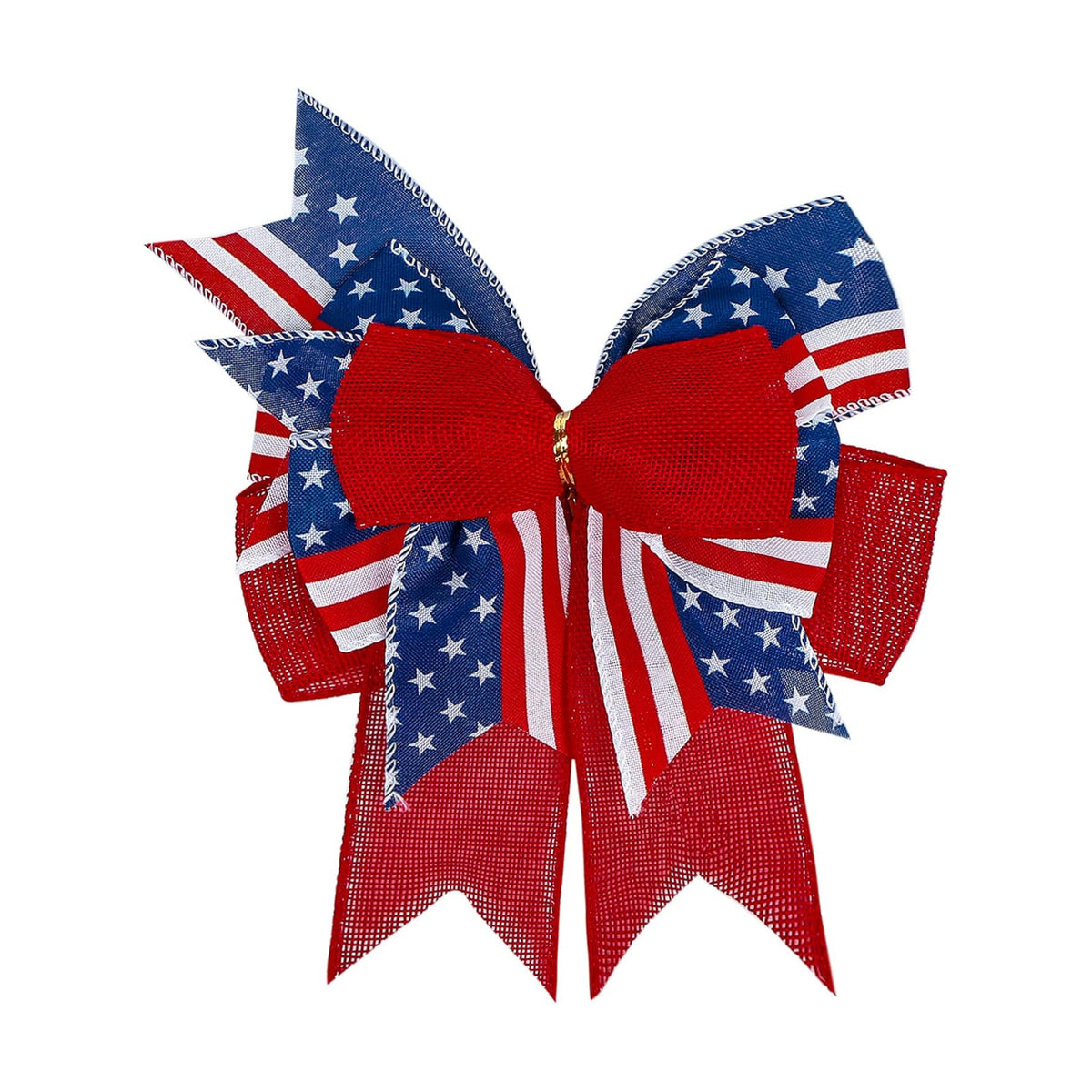 SIMISI RIBBON 4th of July Bow Red White Blue Wreath Bows Patriotic Decoration for Memorial Day, Veteran's Day (9.5 x 13 inch)