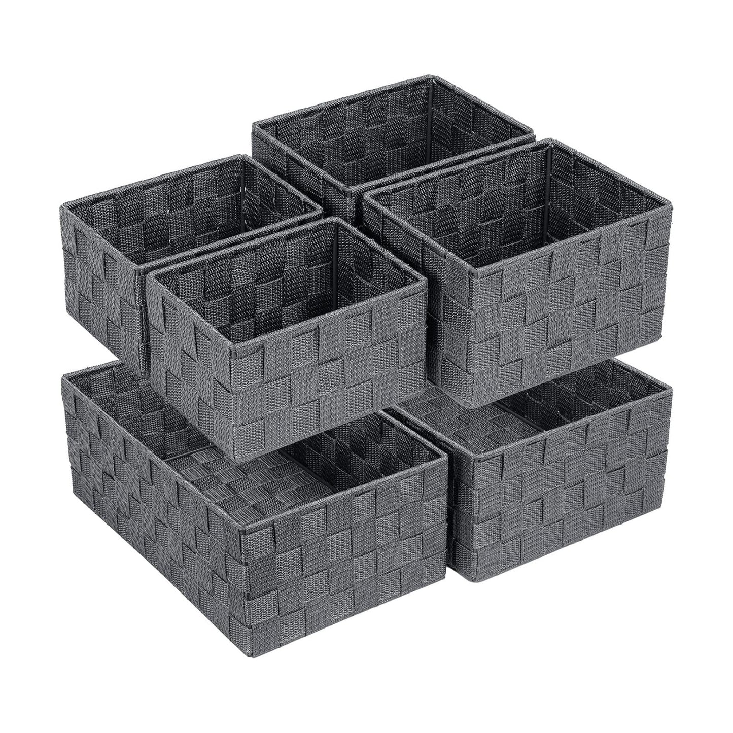 Woven Storage Baskets for Organizing / Dark Grey / Set of 6