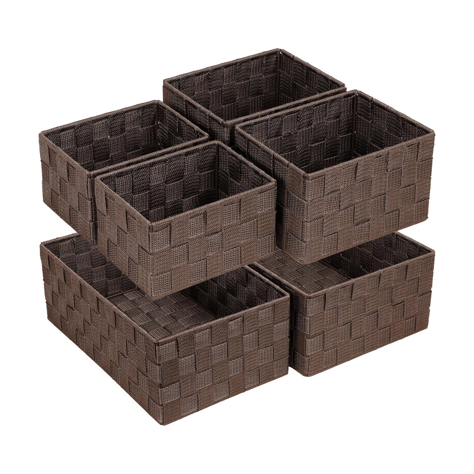 Woven Storage Baskets for Organizing / Brown / Set of 6