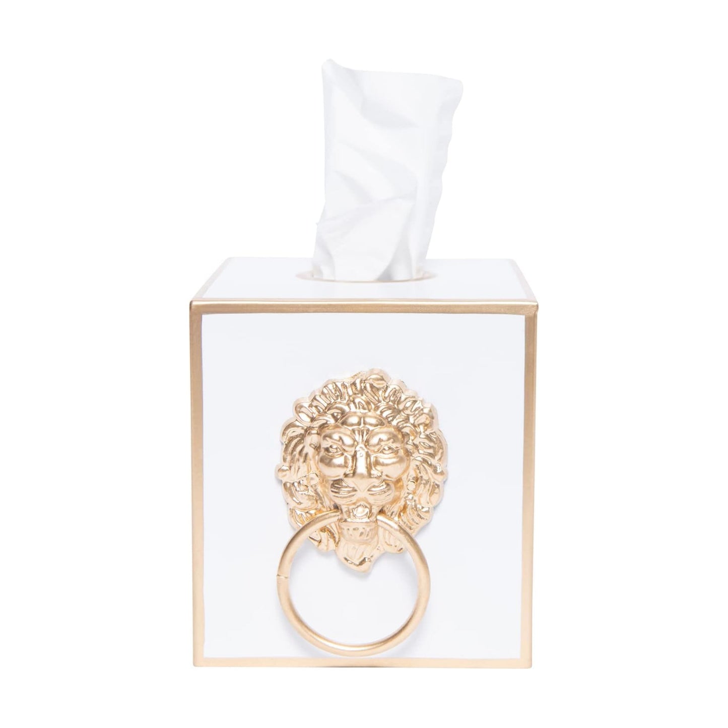 Cube Tissue Box Holder / White Lion Lion / Paws & Claws