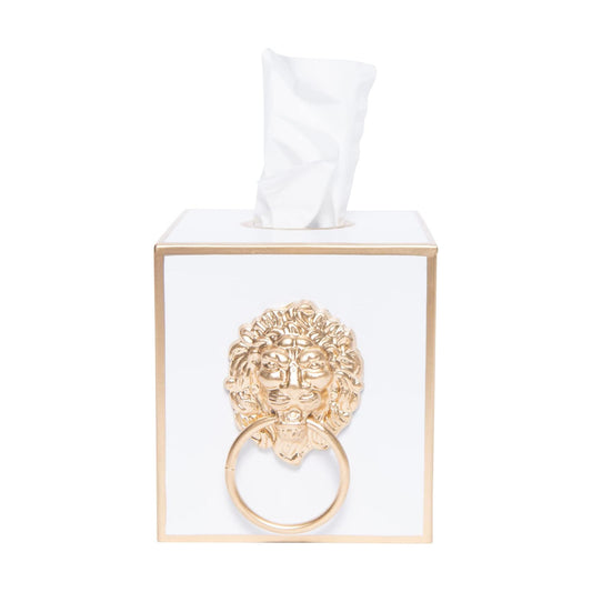 Cube Tissue Box Holder / White Lion Lion / Paws & Claws