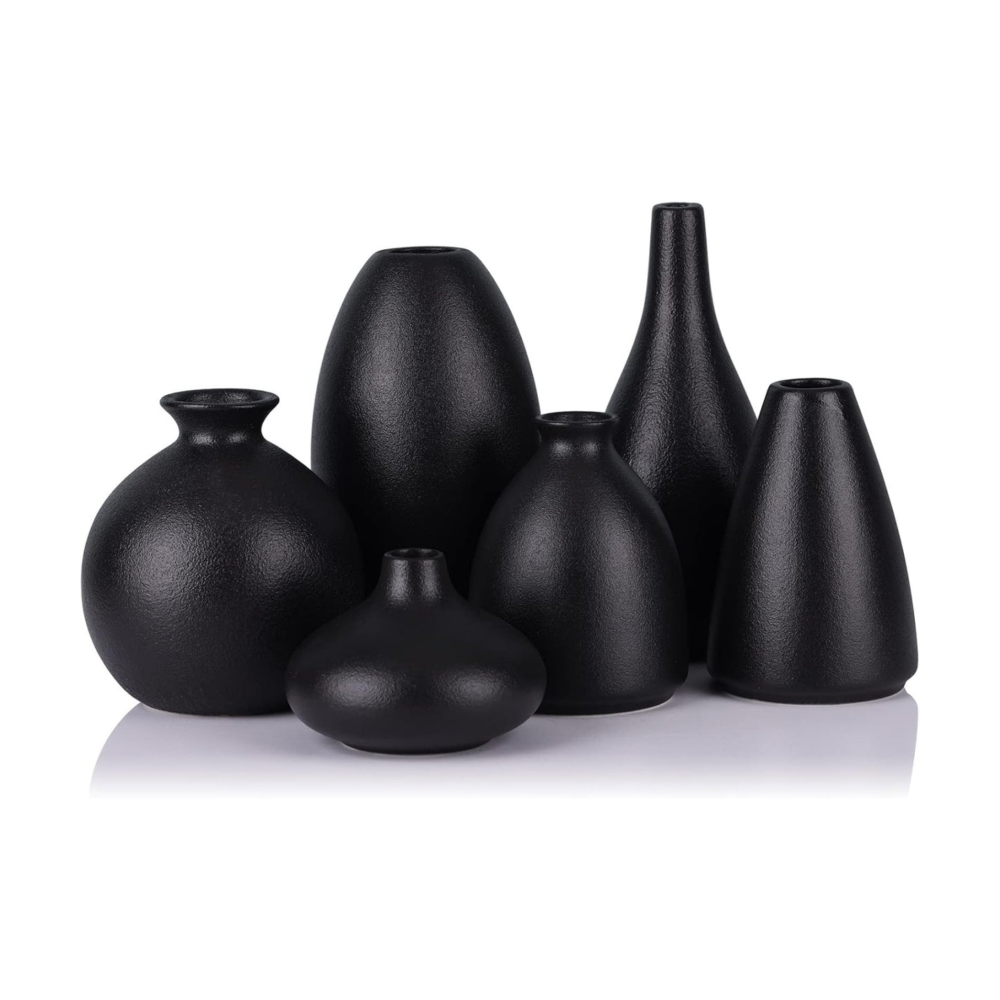 Ceramic Bud Vase Bulk Boho Centerpieces / Black / Set of 6