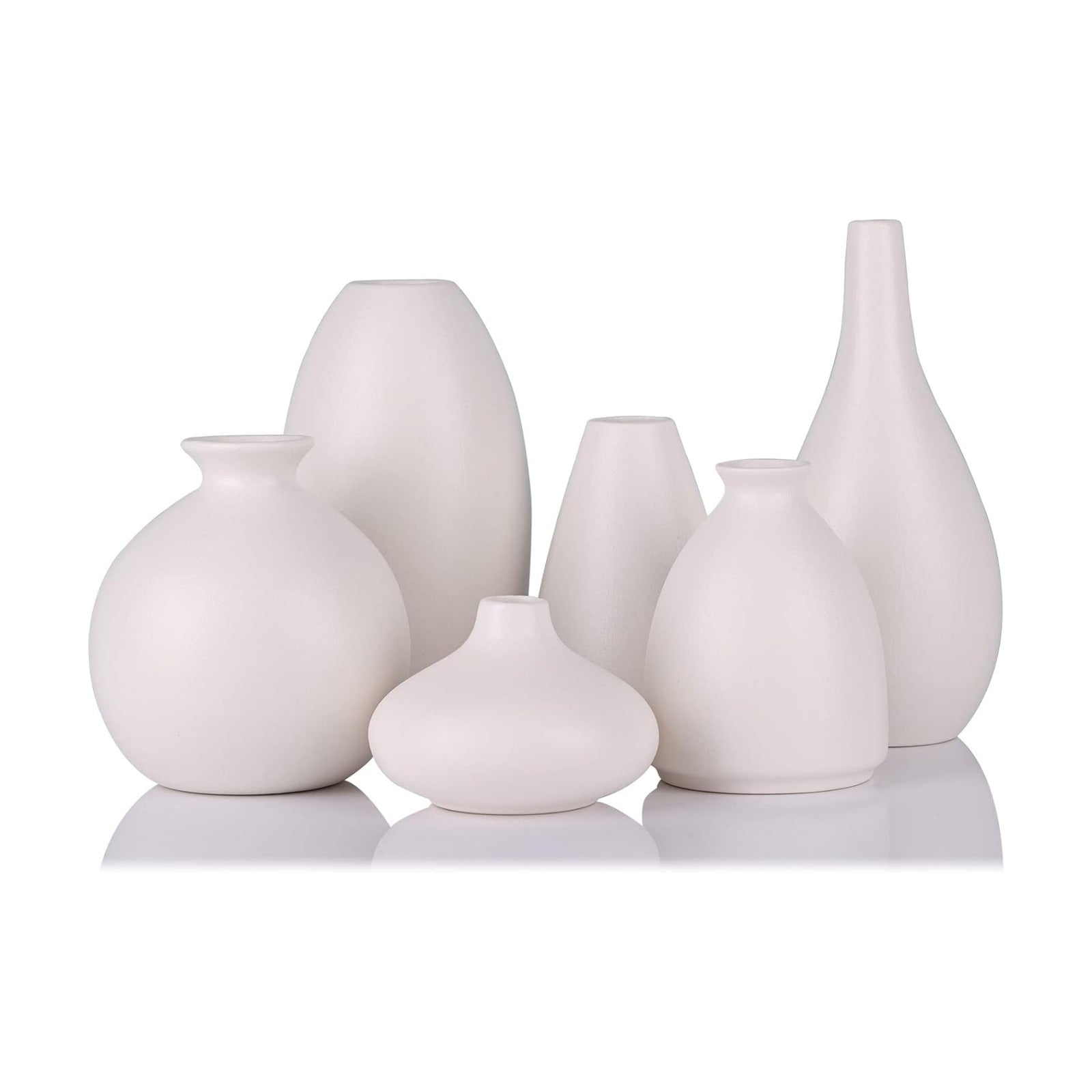Ceramic Bud Vase Bulk Boho Centerpieces / White / Set of 6