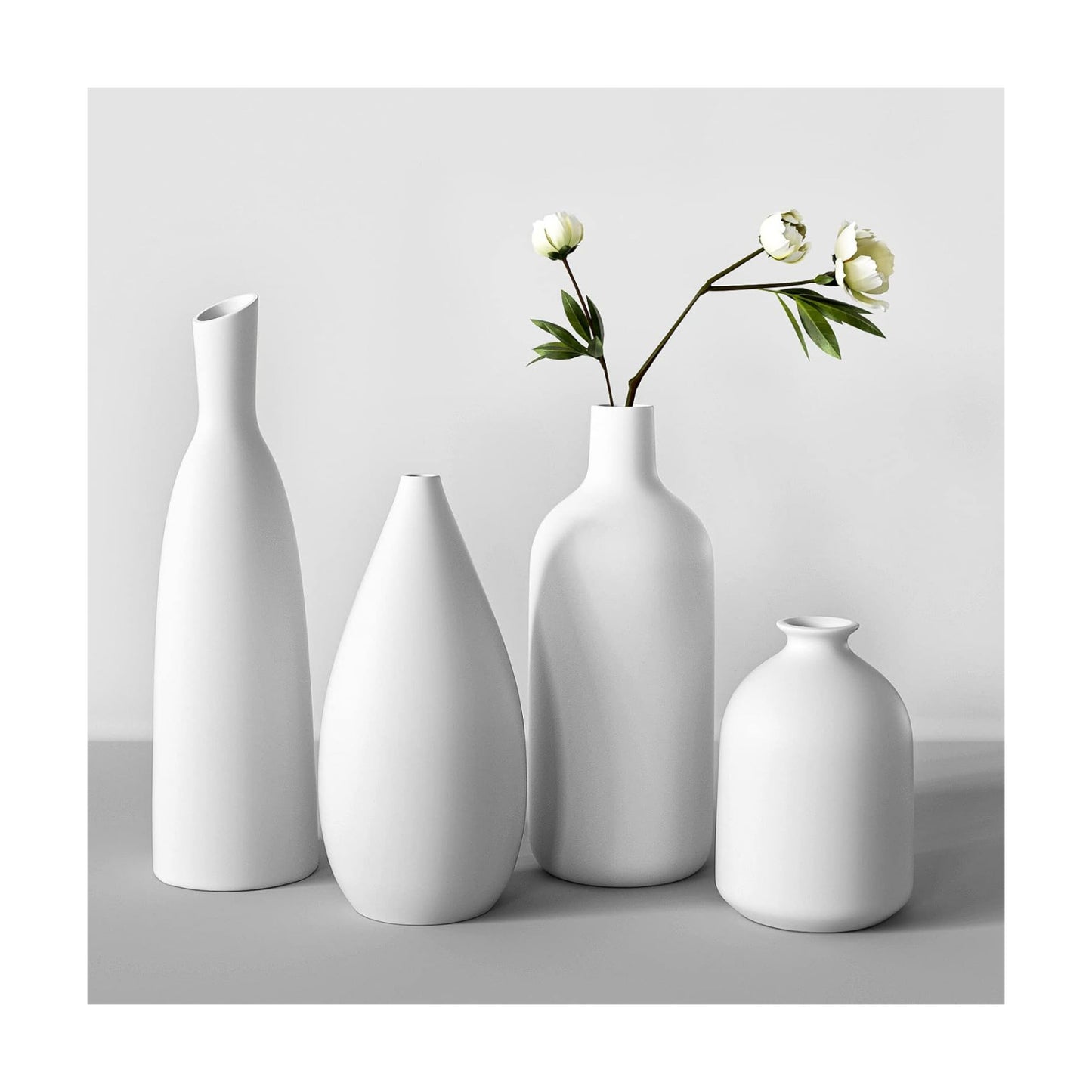 White Ceramic Vase / White*4 / Set of 4