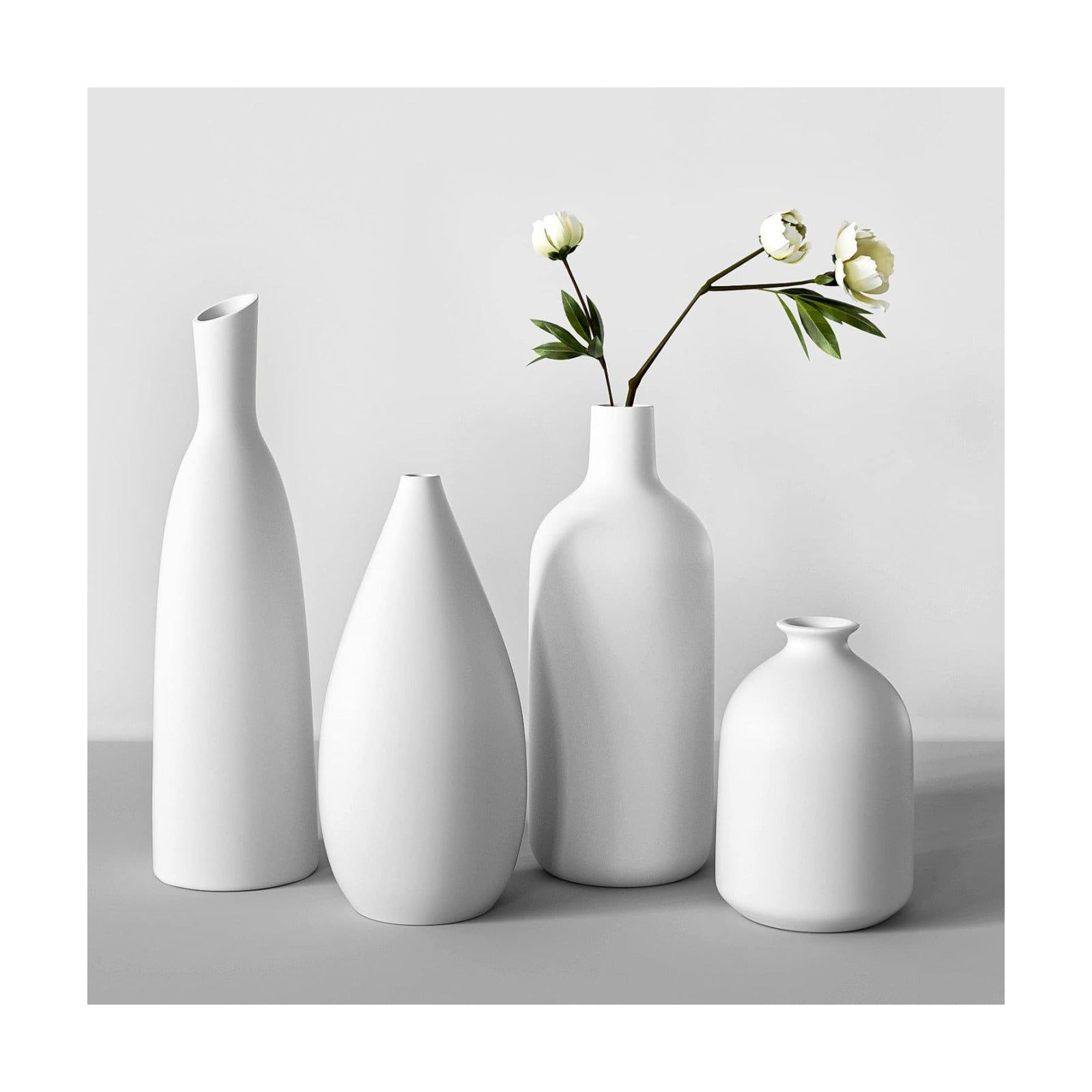 White Ceramic Vase / White*4 / Set of 4
