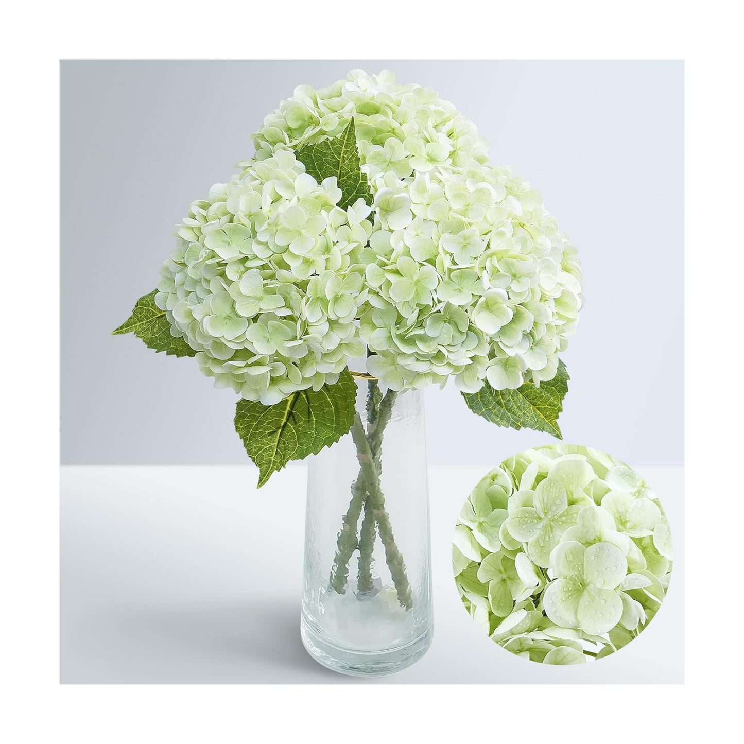 Full Latex Faux Hydrangea Flowers / Green / Set of 3