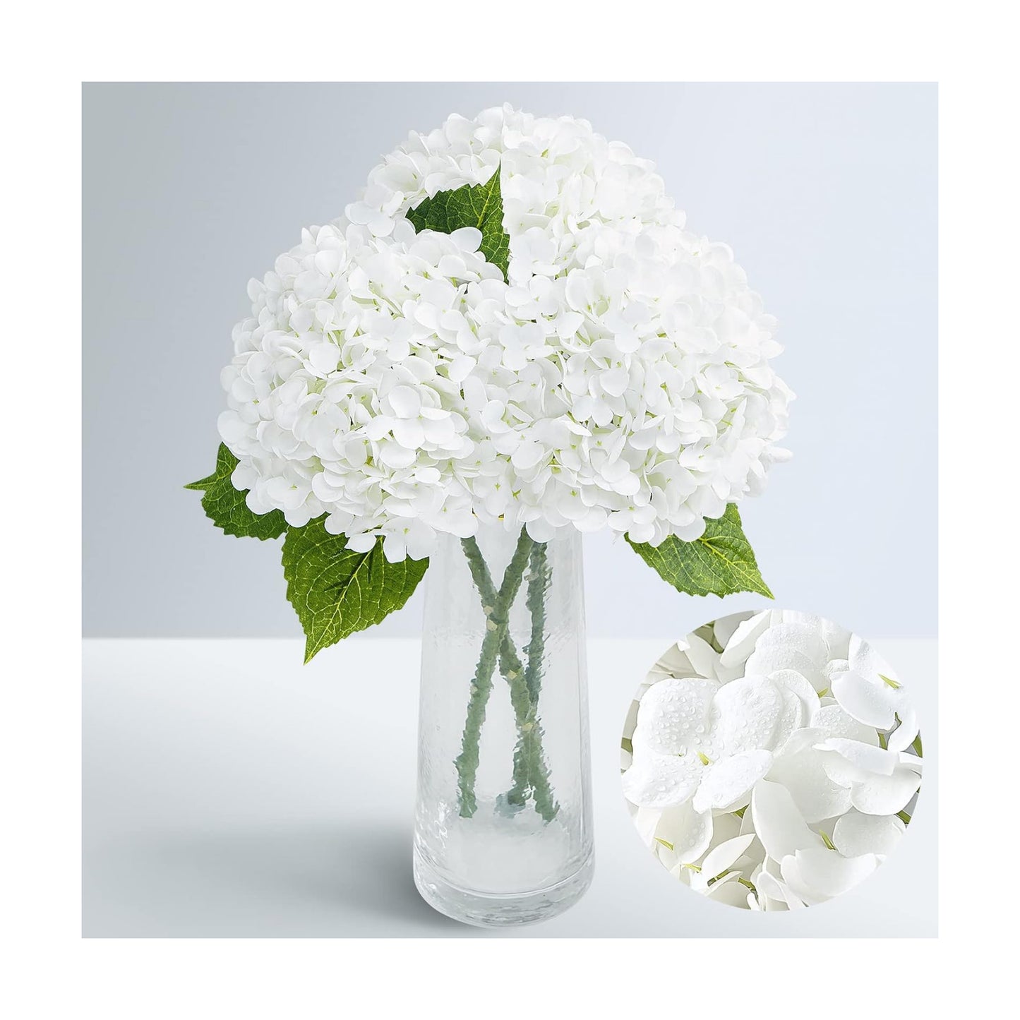 Full Latex Faux Hydrangea Flowers / White / Set of 3