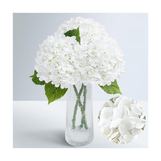 Full Latex Faux Hydrangea Flowers / White / Set of 3
