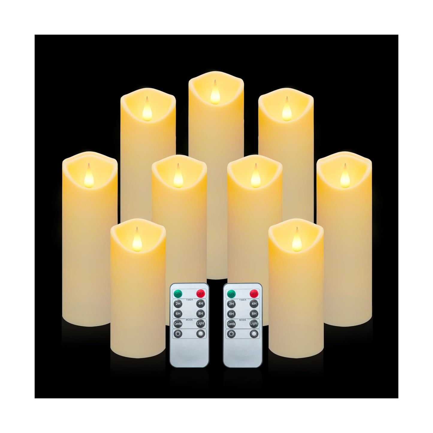 9pcs Flameless LED Candles Battery Operated with 10-Key Remote & Timer, Indoor Heat Resistant, 3D Wick with Warm