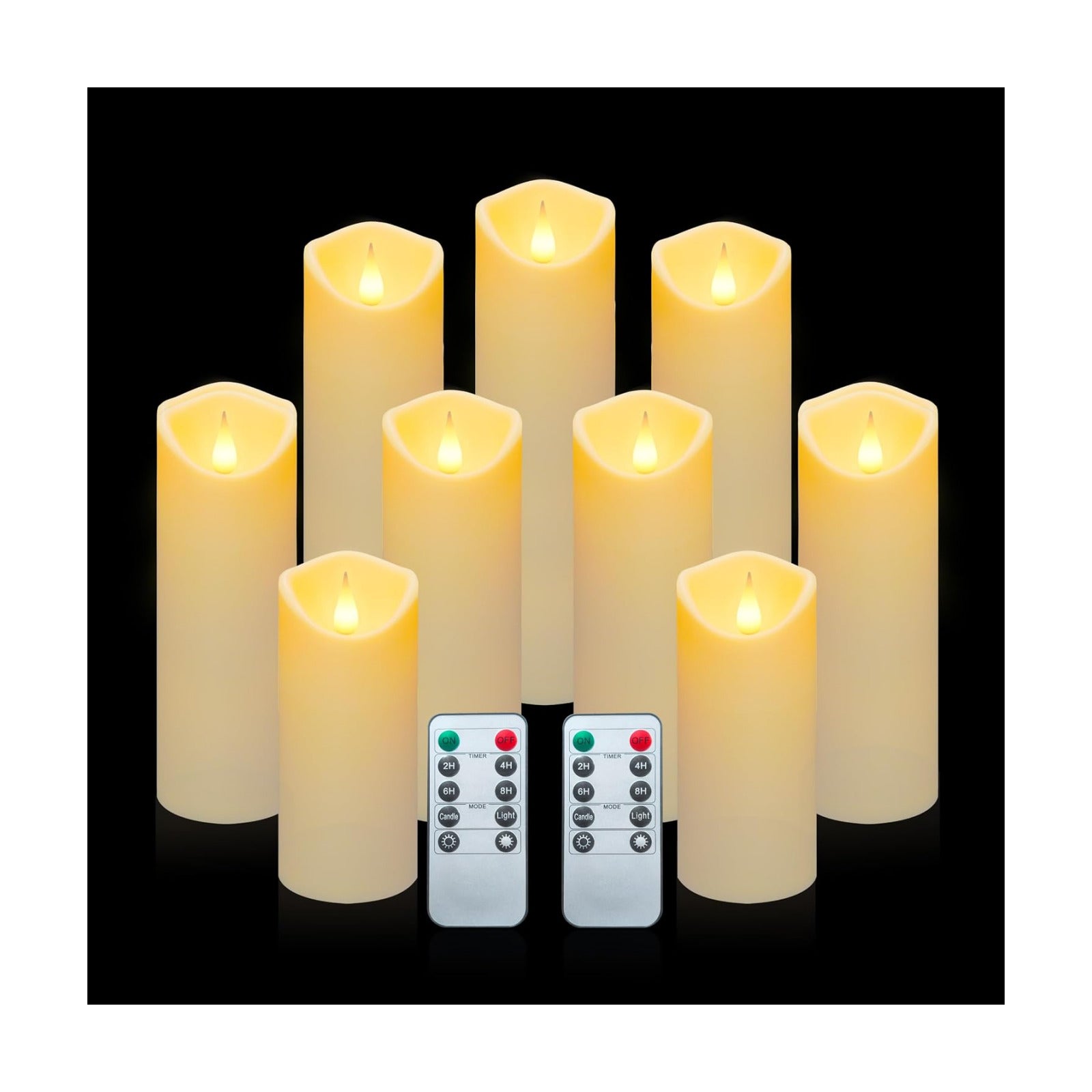 9pcs Flameless LED Candles Battery Operated with 10-Key Remote & Timer, Indoor Heat Resistant, 3D Wick with Warm