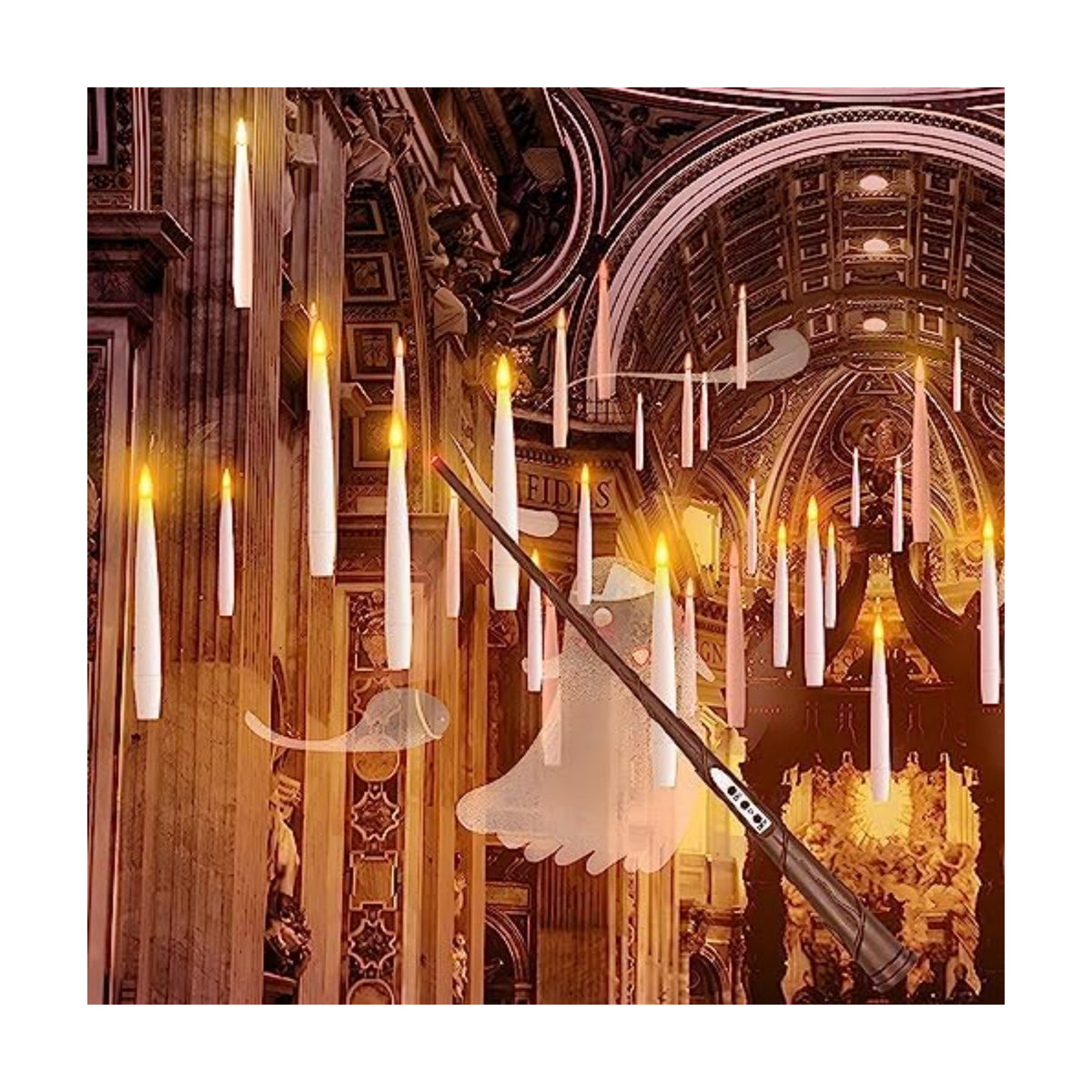 Halloween Decoration Floating Candle with Wand Magic LED Flickering-20PCs