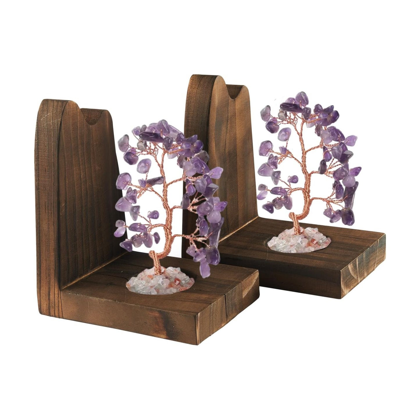 Wood Bookends / Geode Bookstoppers for Heavy Books