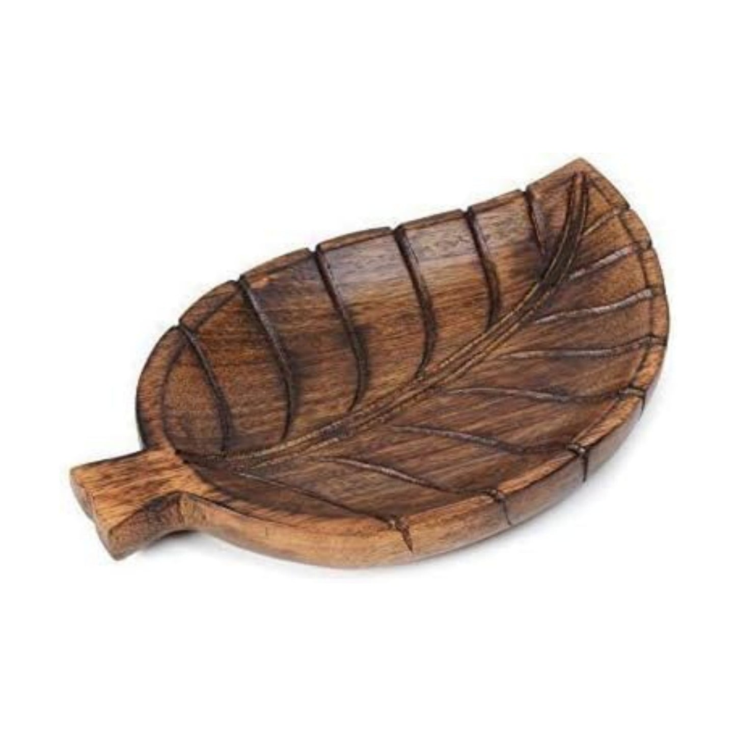 Decorative Tray Wooden Leaf Design Serving Tray Platter Breakfast Table / Natural / 12 x 8 x 1