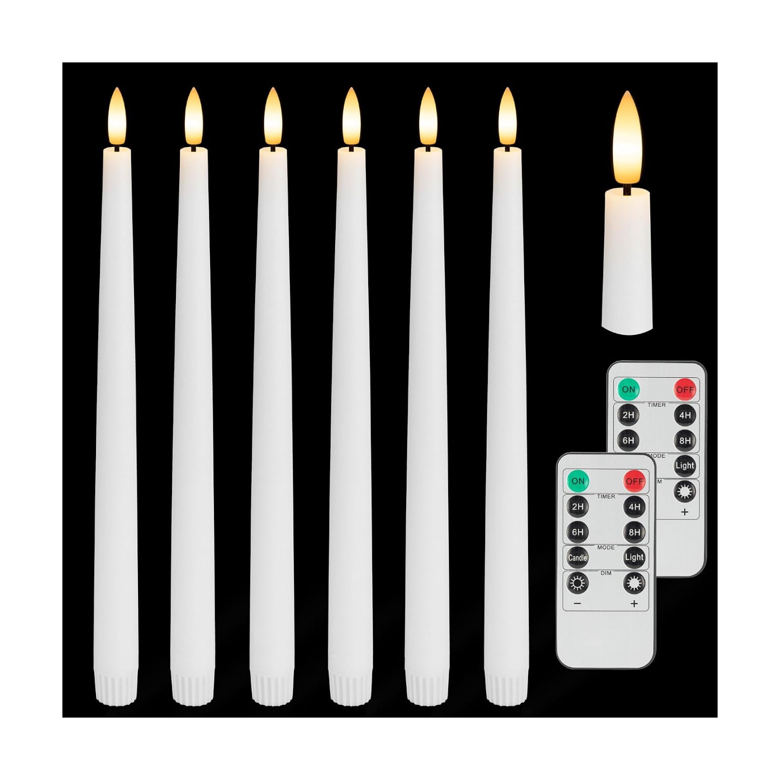 Flameless Taper Candles with 3D Wick, 11.4" Real Wax LED Candles with Remote and Timer, 6 Pack Flickering Candlesticks