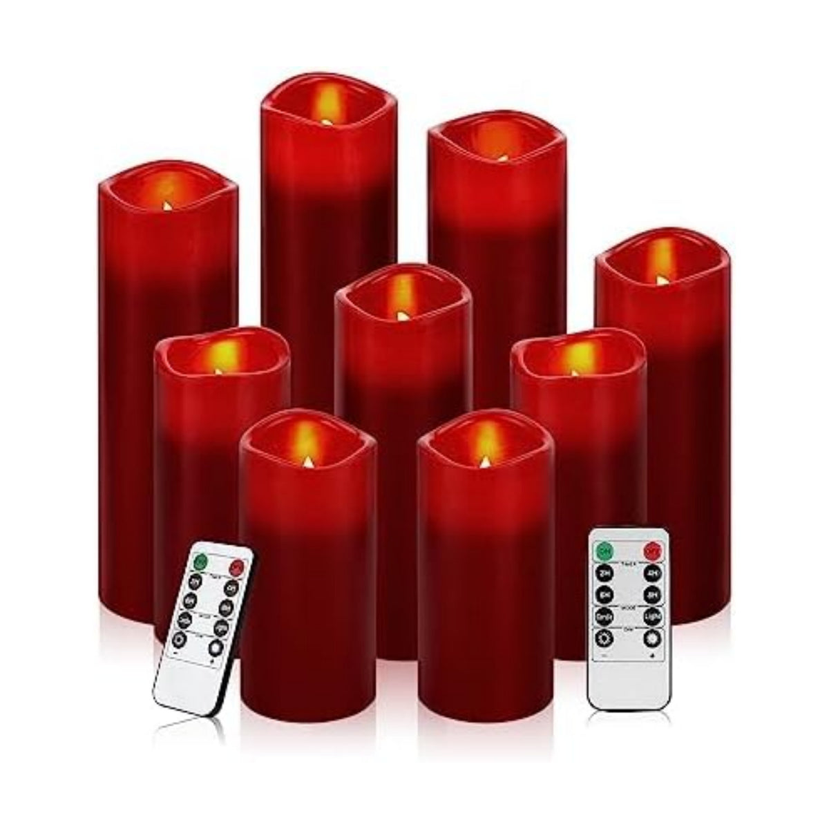 Vinkor Flameless Candles (Burgundy Set of 9)