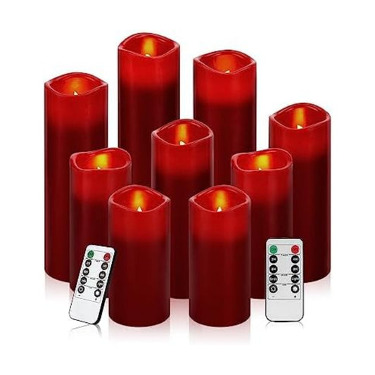 Vinkor Flameless Candles (Burgundy Set of 9)