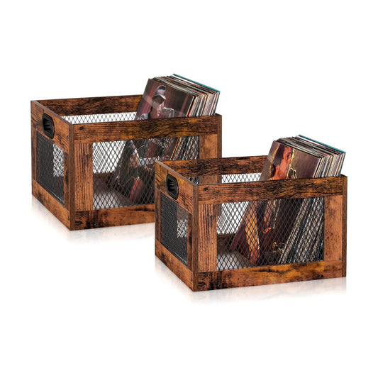 3IngSeagulls 2 Pack Albums Storage for Vinyl Records, Durable and Reliable Record Crates for Vinyl, Lp Record Storage