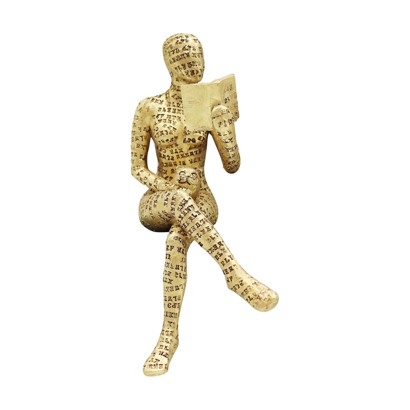 Thinker Statue / Reading Women Figurine / D / Gold
