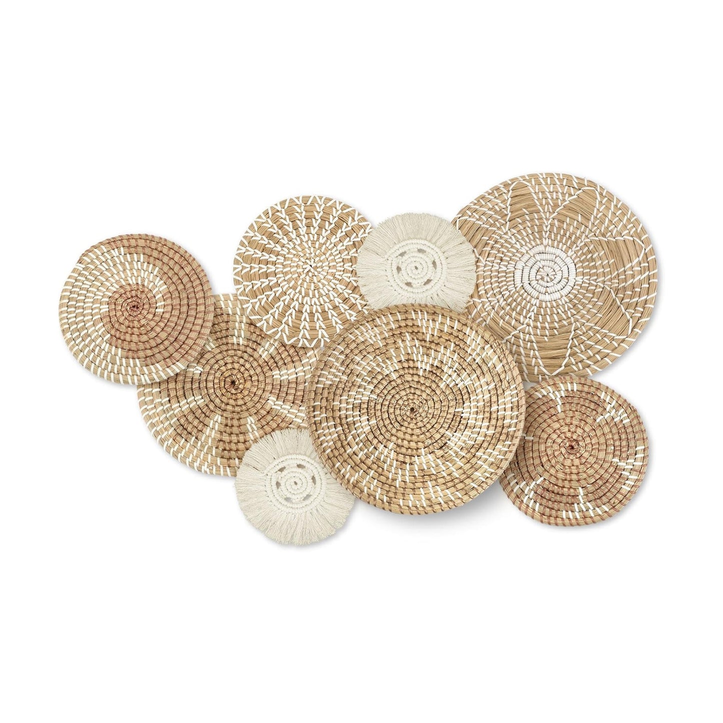 Boho Wall Basket Decor Decorative Bulrush Woven Basket Wall Decor Rustic / Classic / Set of 8