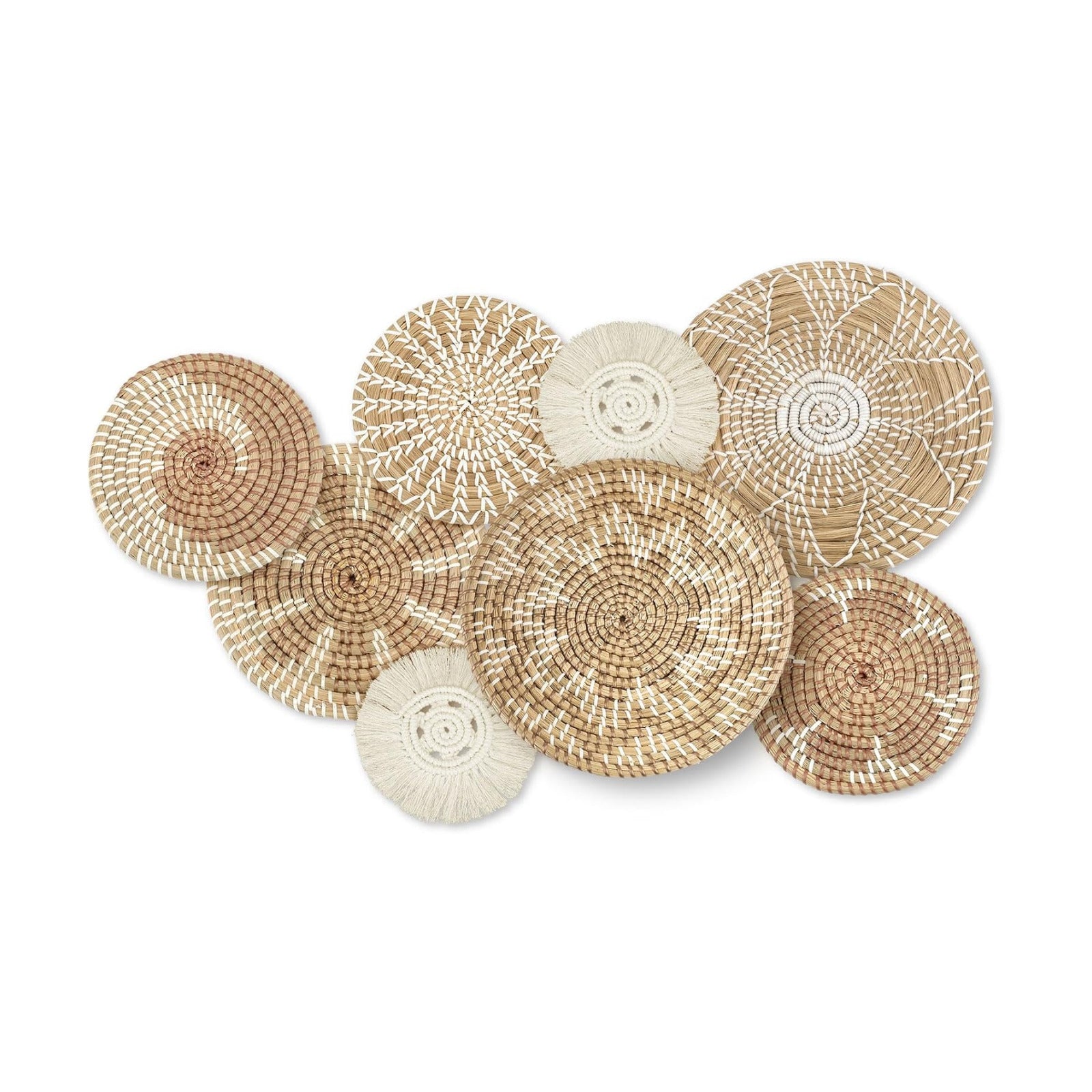 Boho Wall Basket Decor Decorative Bulrush Woven Basket Wall Decor Rustic / Classic / Set of 8