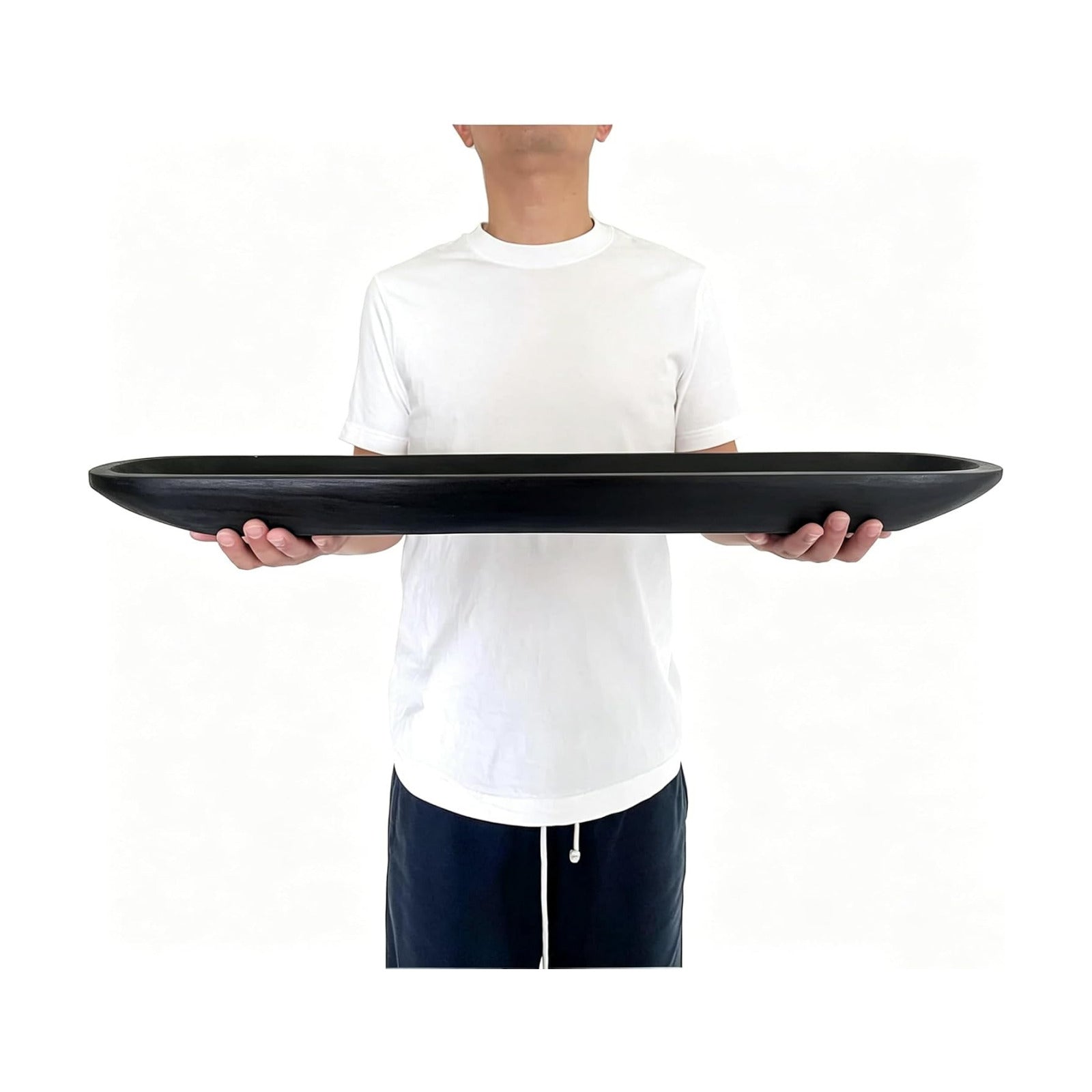 Wooden Dough Bowl Decor / 30inch Black