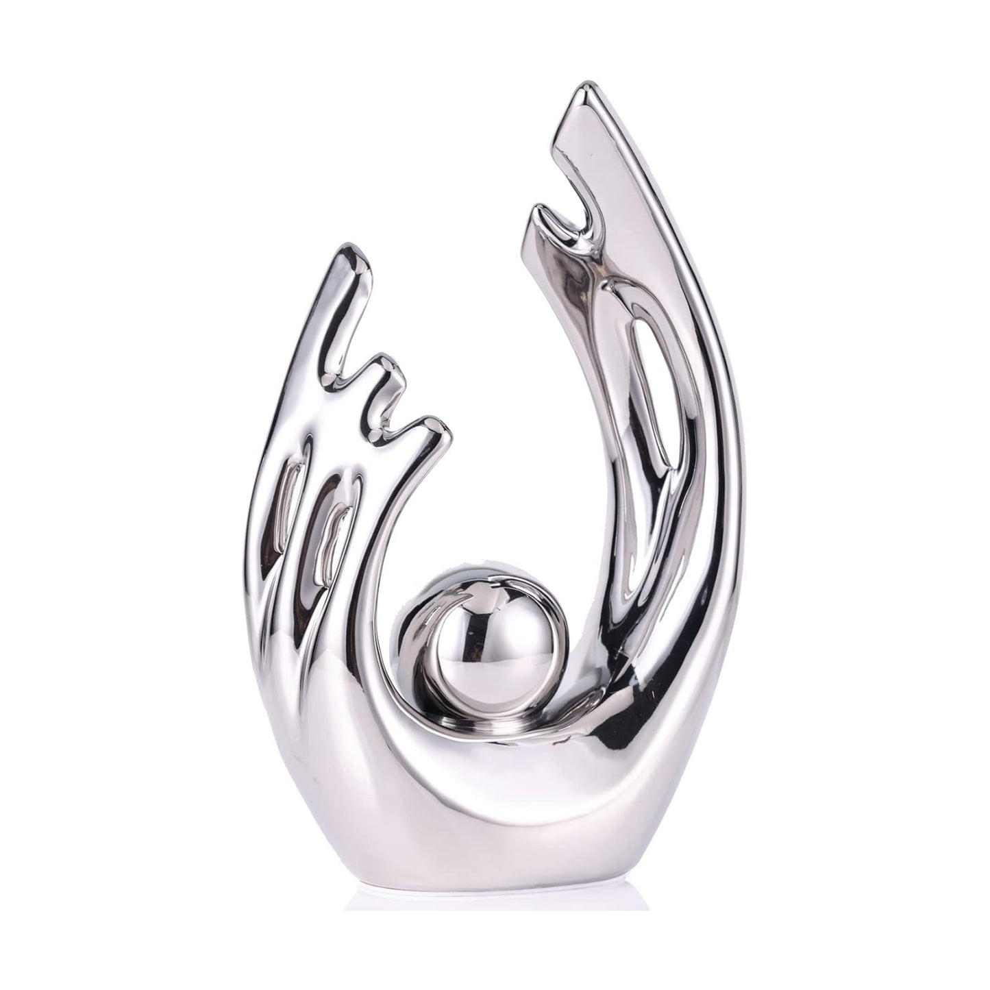 Abstract Ceramic Statue / Silver / Small