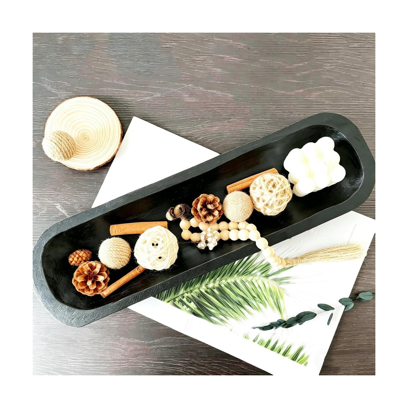 Wooden Dough Bowl Decor / 20inch Black