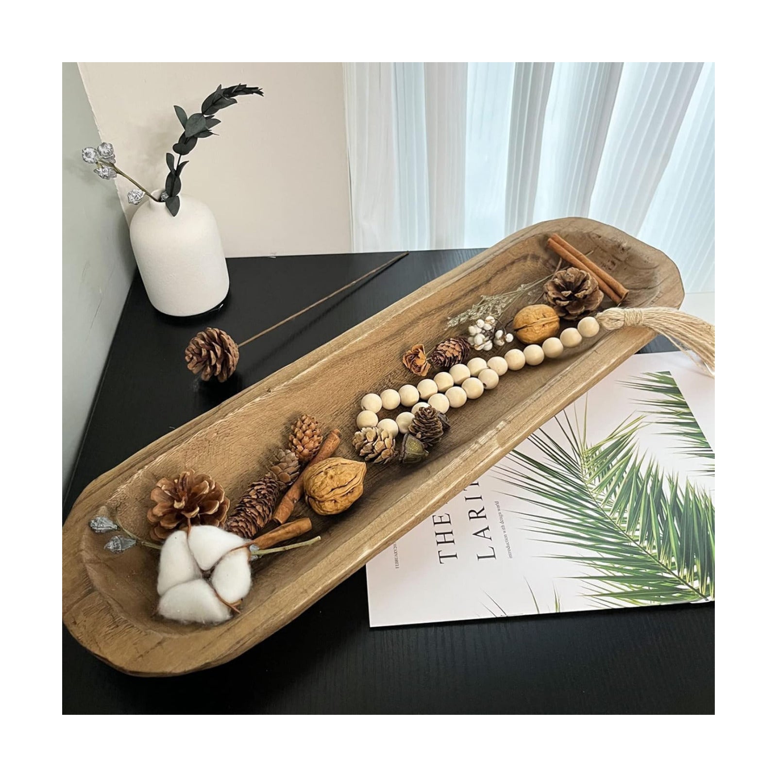 Wooden Dough Bowl Decor / 20inch Brown