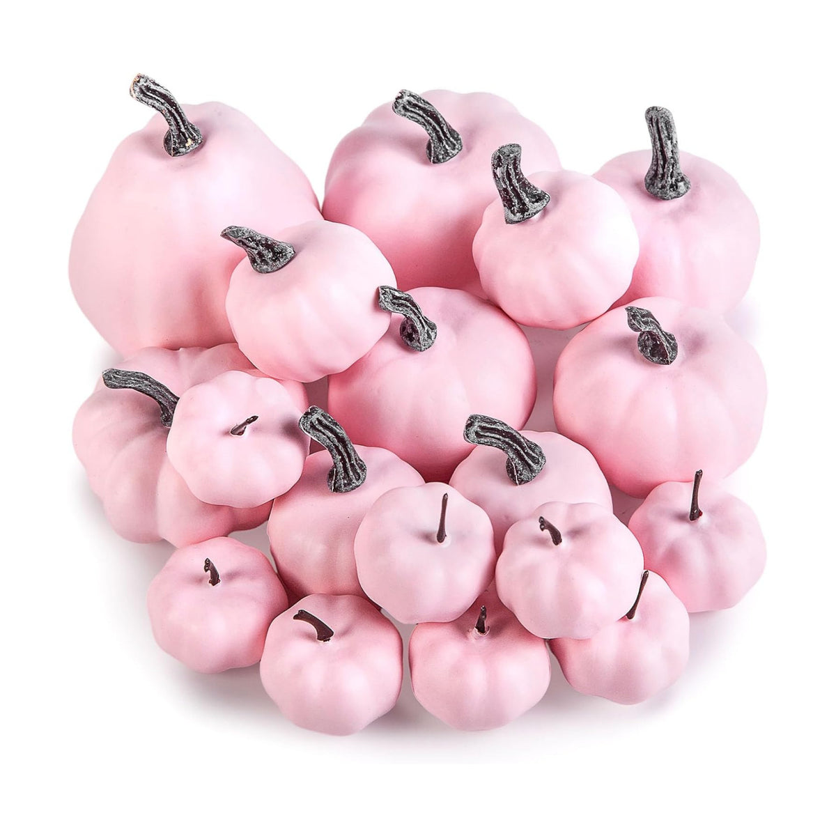 DomeStar 18 PCS Assorted Pink Foam Pumpkins for Decoration, Pink Pumpkins