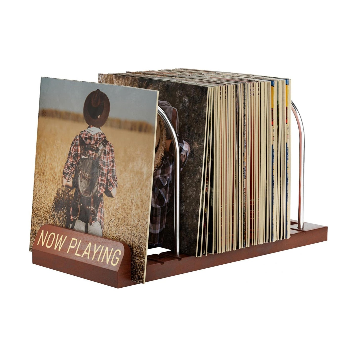 BS-VOG Now Playing Vinyl Record Holder Storage Fits 50 LPs, Gift Package | Display Your Now Playing Record, Assembles
