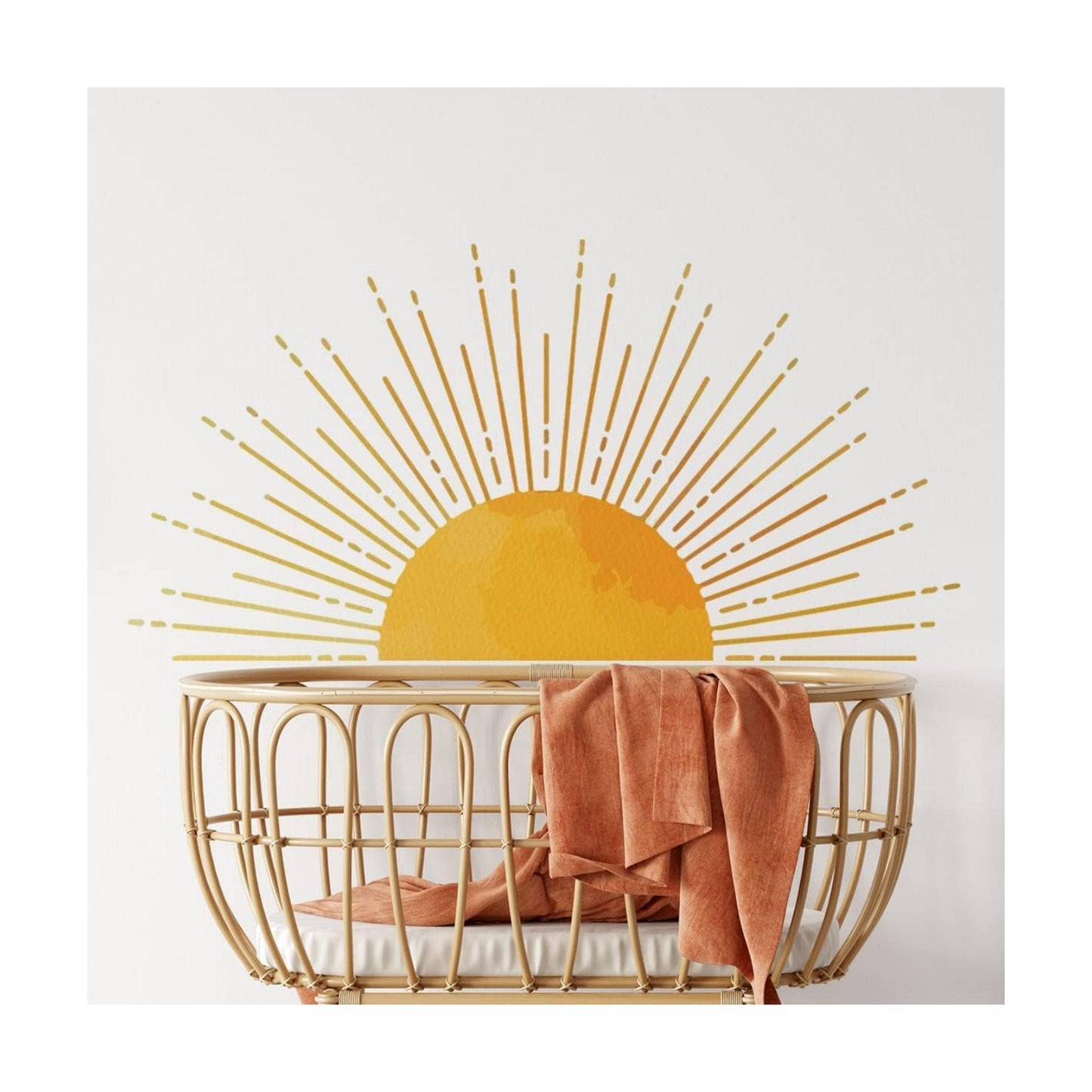 Large Boho Half Sun Wall Decals Removable Sunshine Wall Sticker Vinyl Peel / Style 9 / 43.3 x 22.2