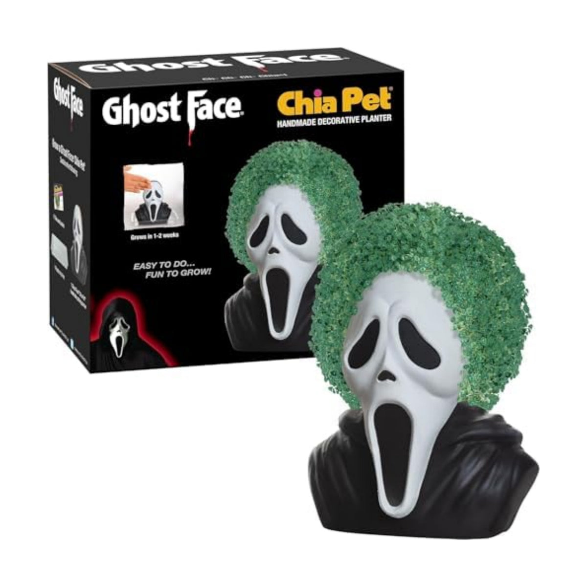Chia Pet Ghost Face Terracotta Planter with Seed Pack