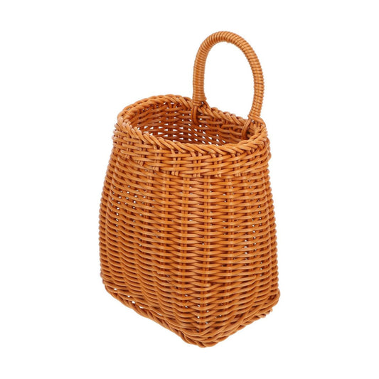 Imitation Rattan Woven Basket Wall Hanging Storage Organizer