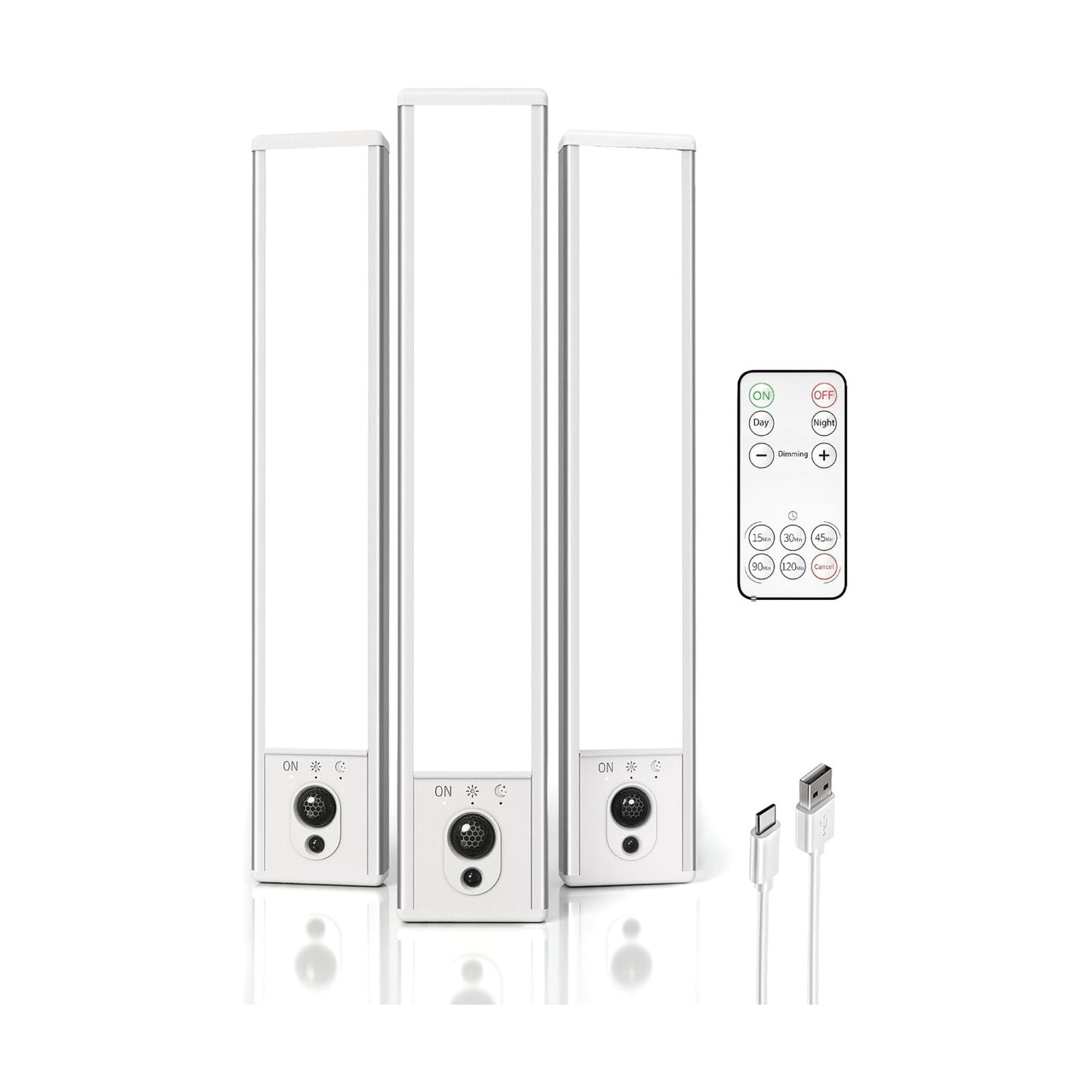 EZVALO 3-Pack Under Cabinet Lighting, 2400mAh Motion Sensor Light, LED Closet Lights Wireless, 6500K Dimmable, Timer
