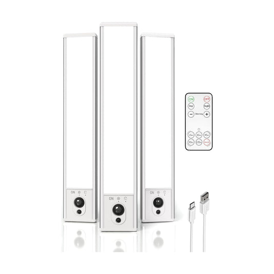 EZVALO 3-Pack Under Cabinet Lighting, 2400mAh Motion Sensor Light, LED Closet Lights Wireless, 6500K Dimmable, Timer