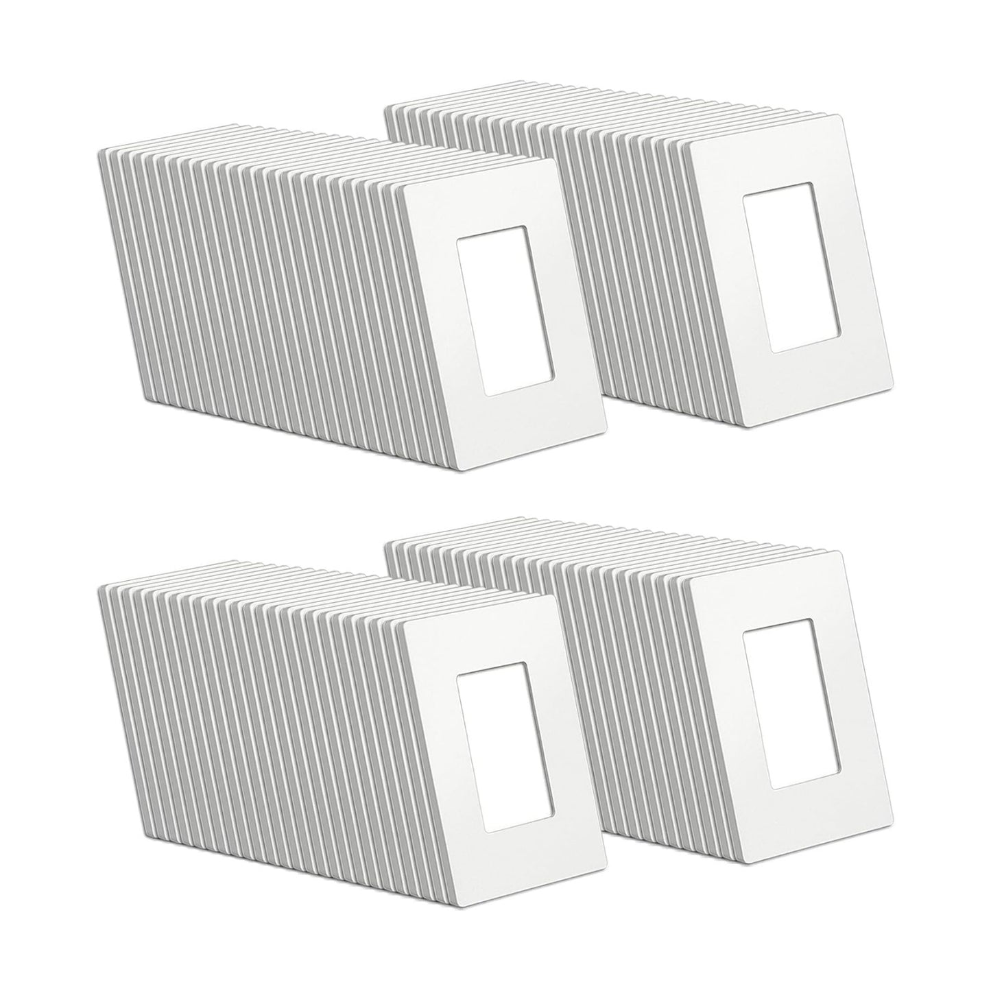 BESTTEN (100 Pack) USWP4 Matte White Decorator Screwless Wall Plate, 1-Gang Decorative Switch Plate, Decor Outlet