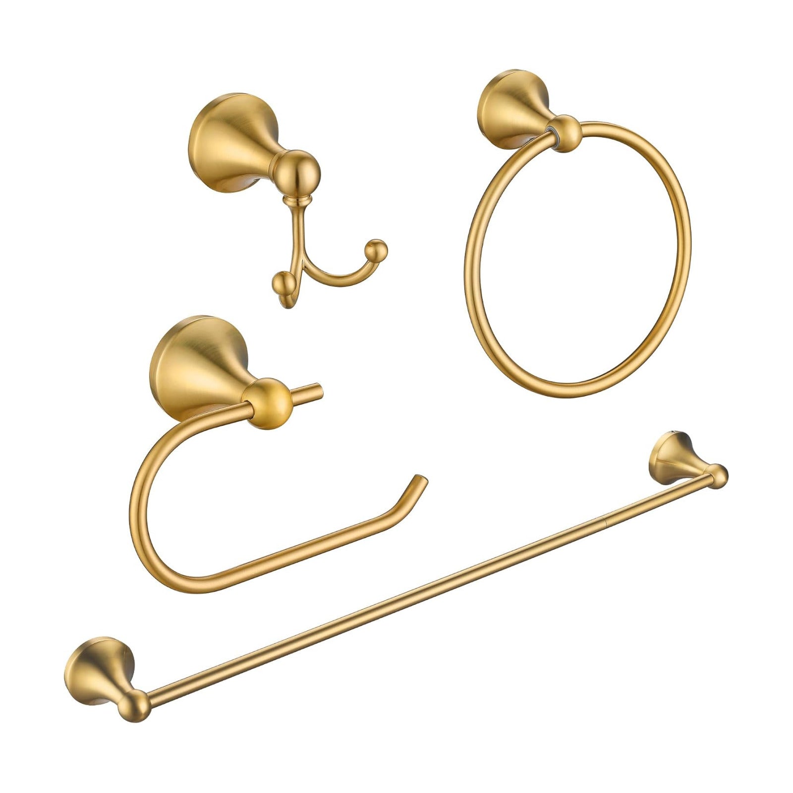 4 Pcs Gold Bathroom Hardware Set - Brushed Brass Gold Bathroom Accessories Kit, Stainless Steel Wall Mounted 23.6 Inch