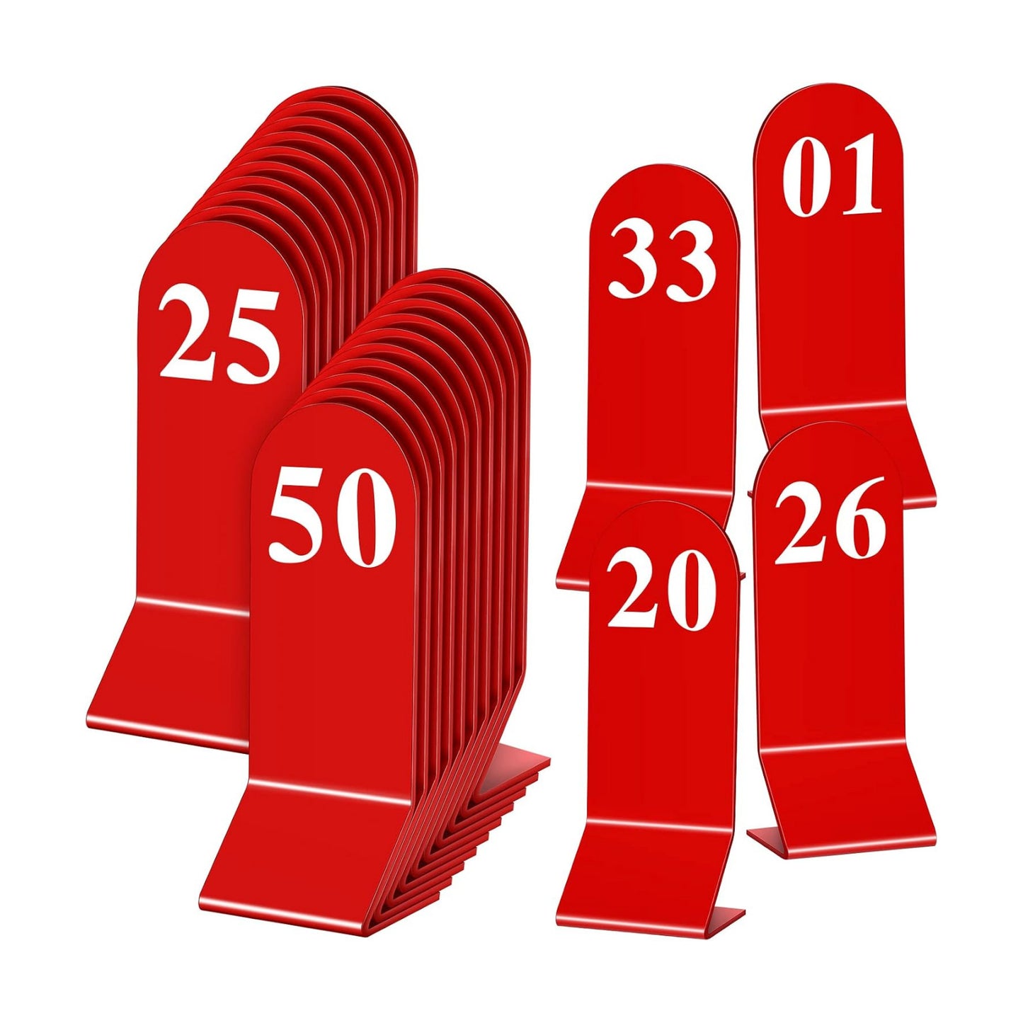 50 Pcs Table Numbers 1-50 Acrylic Double Sided Number Cards for Restaurant Acrylic Tent Table Holders Tent Cards